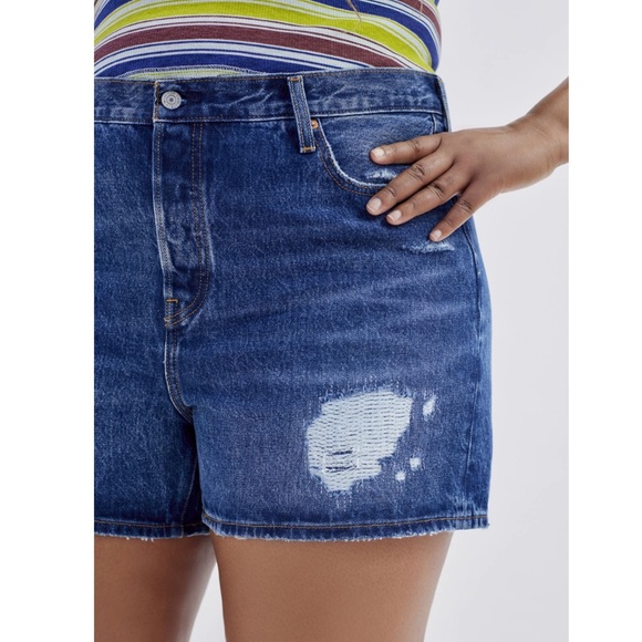 NWT Levi's Plus Size High Waist Dark Wash Distressed Shorts - Picture 3 of 5